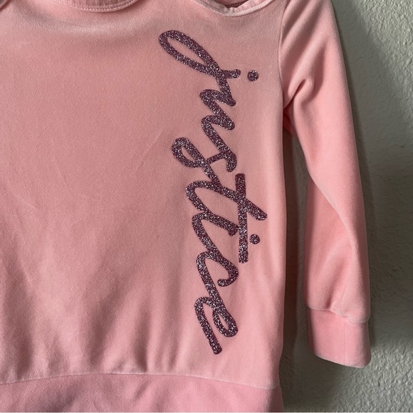 Justice Velour Top Girls Size 6 / 7 Pink Cozy Warm Layer Winter Long Sleeve - Picture 3 of 6